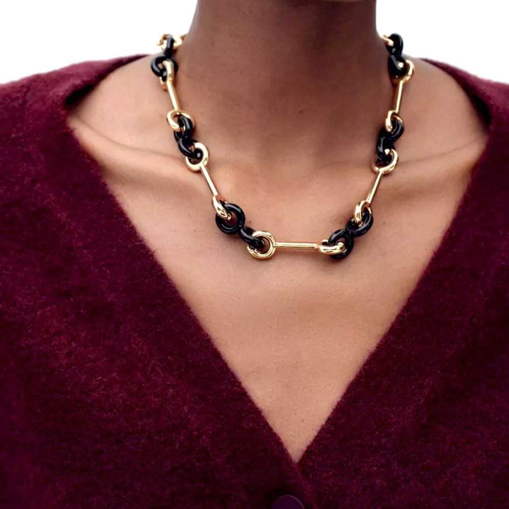 Never Worn Zara Gold and Black Mixed Chain Necklace